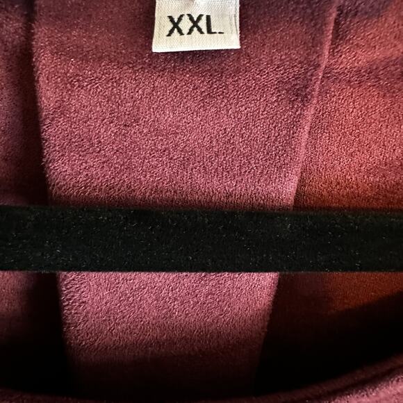 Bryn Walker Women Top Sz 2X Faux Suede Burgundy Red Lagenlook Hi Low Bell Sleeve - Picture 4 of 7